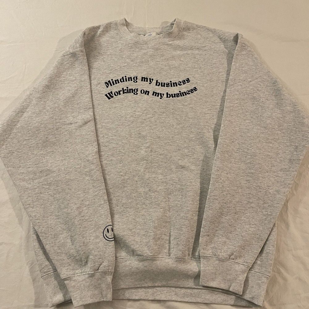 Younger State Of Mind Hoodie Light Gray Size Large "Minding My Business" Men